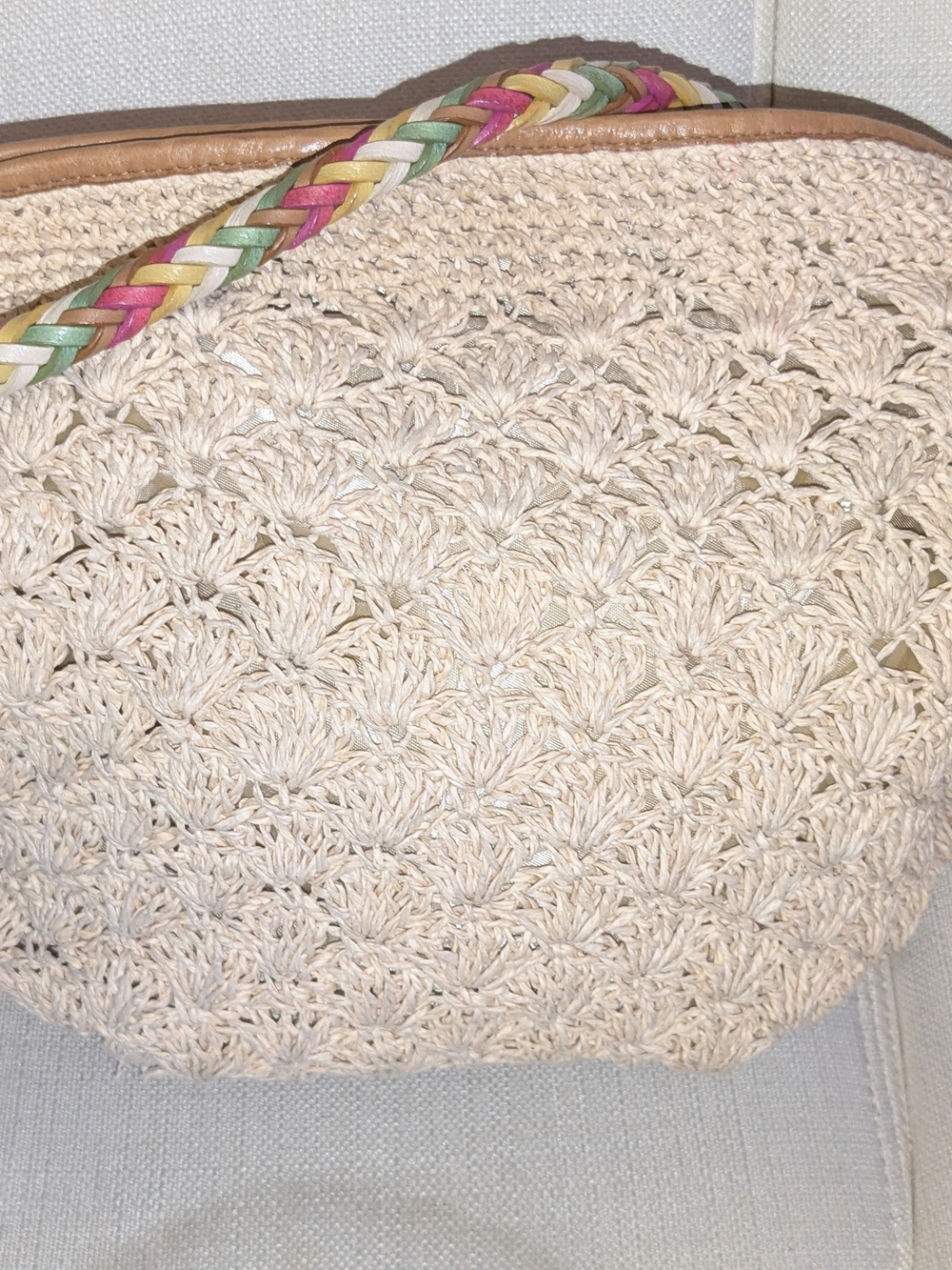 Brighton Woven Straw Shoulder Bag with Multicolor Braided Strap Summer Purse 👜